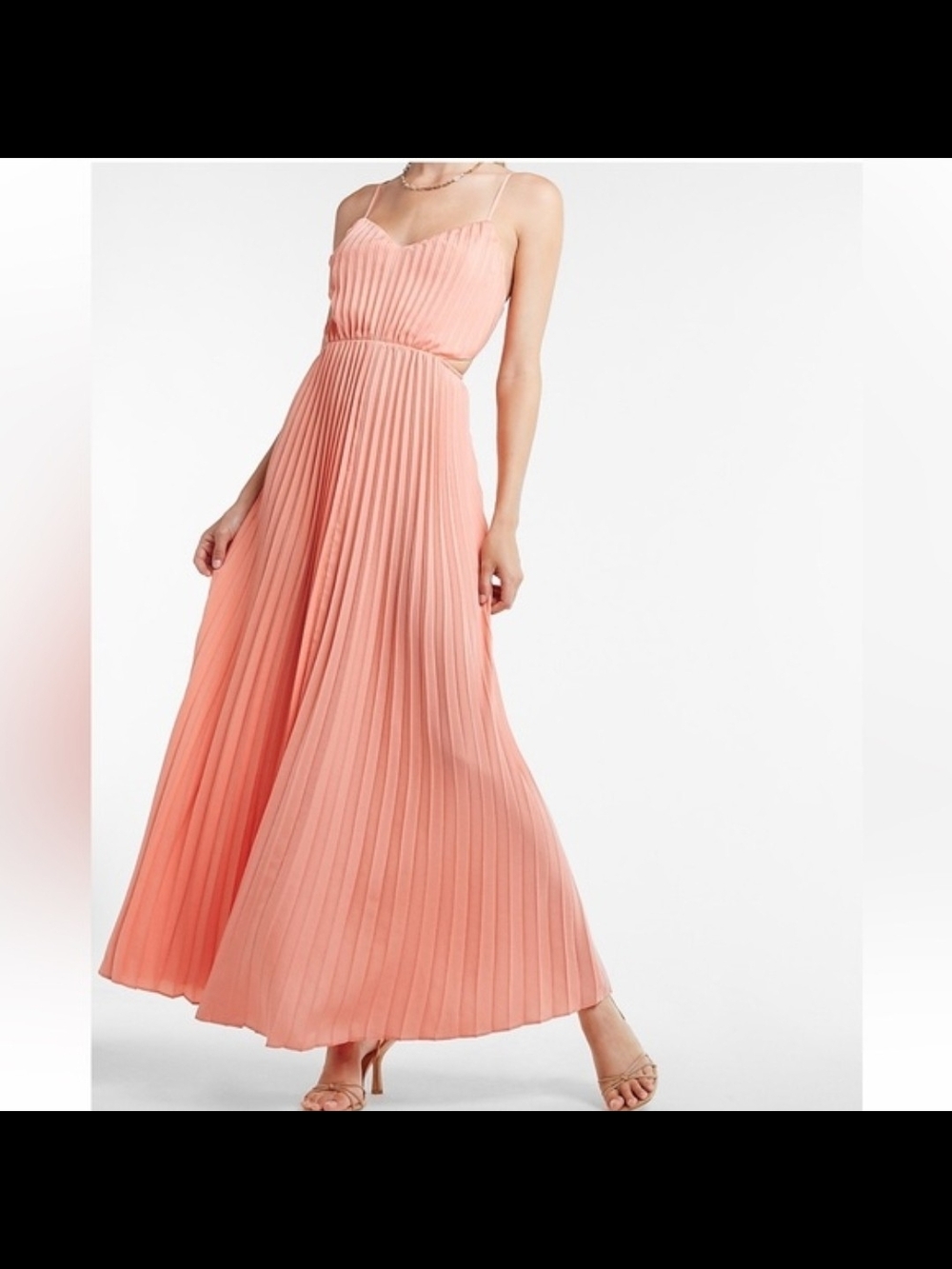 Sleeveless Pleated Maxi Dress in Coral Pink